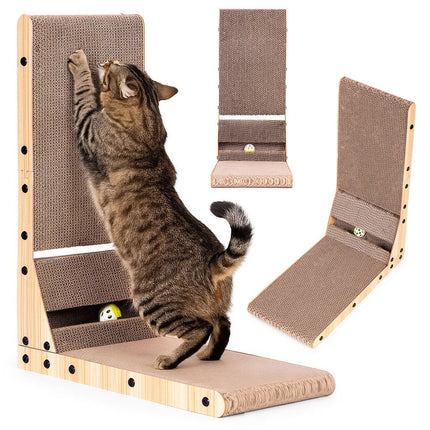 FURVEO - Cardboard Corner Cat Scratcher Bed med leketøy Petsi
