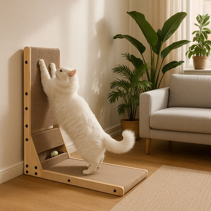 FURVEO - Cardboard Corner Cat Scratcher Bed med leketøy Petsi