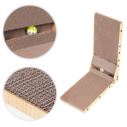 FURVEO - Cardboard Corner Cat Scratcher Bed med leketøy Petsi