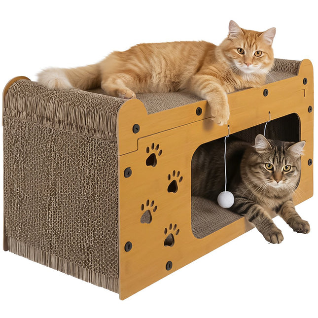 FURVEO - Cat Scratching Post with 2 Levels, Eco-Friendly HDF