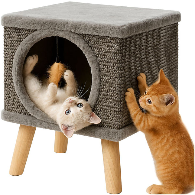 FURVEO - Klorebrett til katt med seng, sisal, stallben