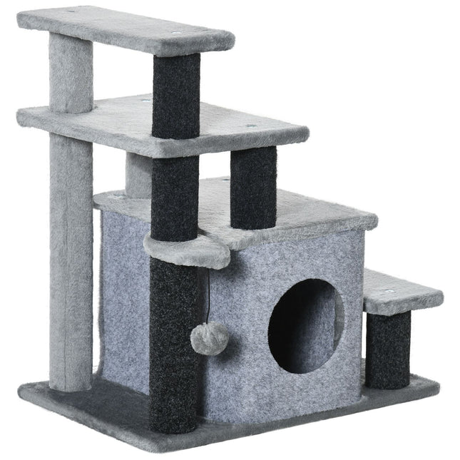 PAWROOM - Cat stairs with sleeping cave & play ball - 3/4 steps