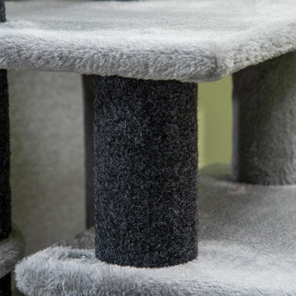 PAWROOM - Pet Stairs 3/4-Trinns Kattetrapper Med Sovehule Og Hengende Lekeball Sponplate Plysj