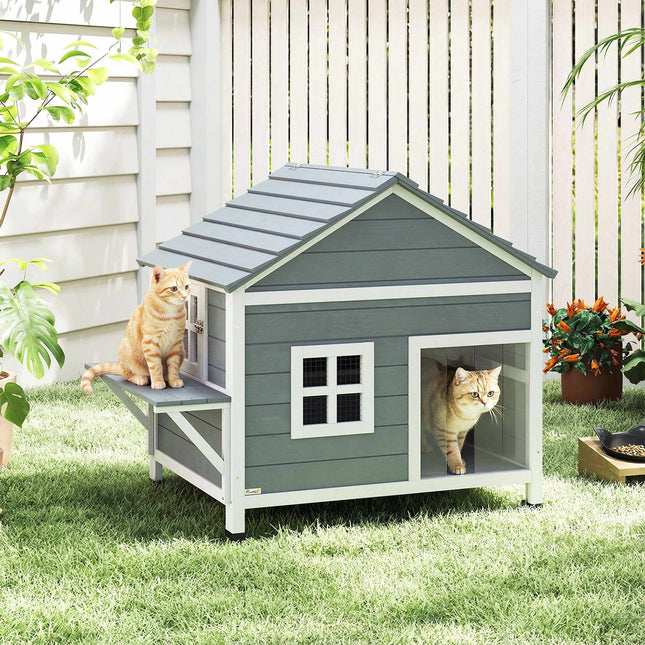 PAWROOM - Utendørs kattehus, forhøyet design, vanntett tak
