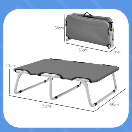PAWROOM - Outdoor raised dog bed, gray Oxford, for small dogs