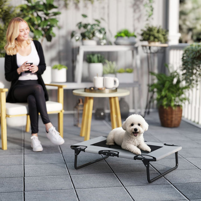 PAWROOM - Foldable mesh raised dog bed - outdoors & breathable 75x51x18 cm
