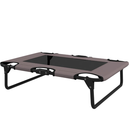 PAWROOM - Forhøyet Hundeseng Sammenleggbar Kjæledyrseng Utendørs Hundeseng med Mesh Design Pustende for små og mellomstore hunder Kaffe Oxford 75 x 51 x 18 cm