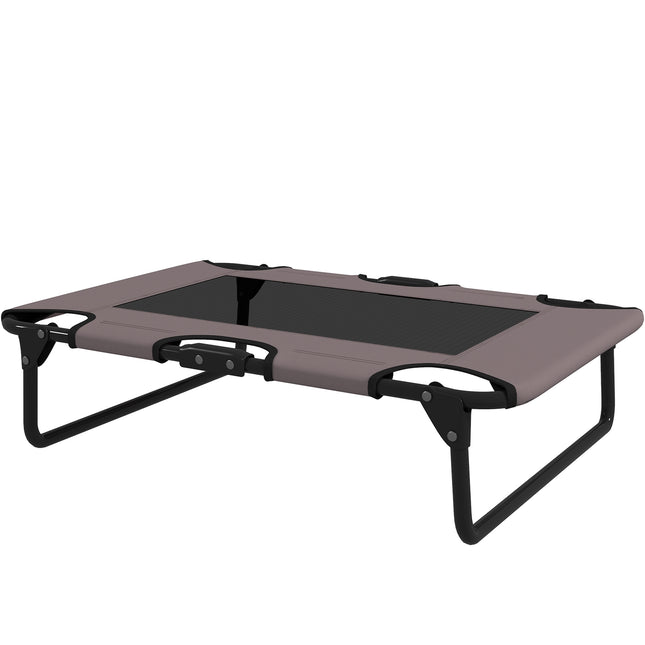 PAWROOM - Forhøyet Hundeseng Sammenleggbar Kjæledyrseng Utendørs Hundeseng med Mesh Design Pustende for små og mellomstore hunder Kaffe Oxford 75 x 51 x 18 cm