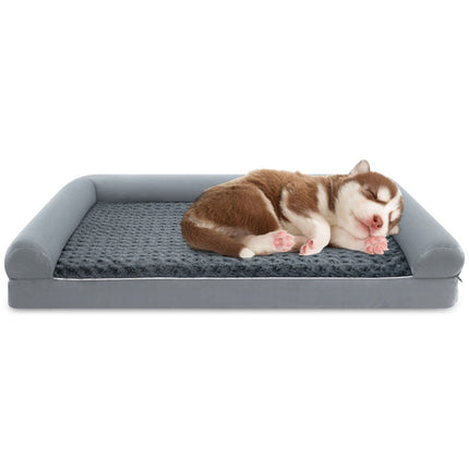 PAWROOM - Ortopedisk hundeseng stor, eggekasseskum, grå, størrelse L