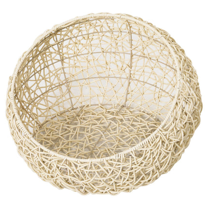 PAWROOM - Katteseng Laget Av Rotting Komfortabel Kattehule Med Pute, Kattekurv Og Hundeseng, Beige, Ø56X35Cm