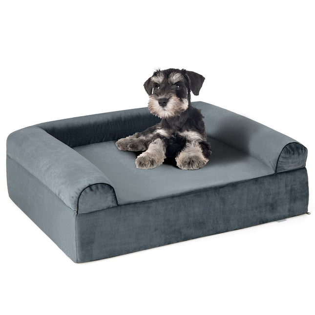 PAWROOM - Orthopedic Dog Bed for Arthritis, Washable Cover, Grey