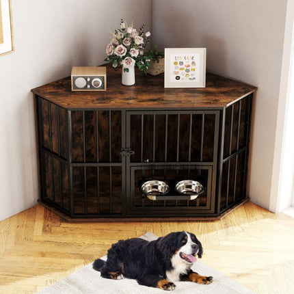 PAWROOM - Hjørnemøbler til hundebur, 114x60x68 cm, justerbar mater
