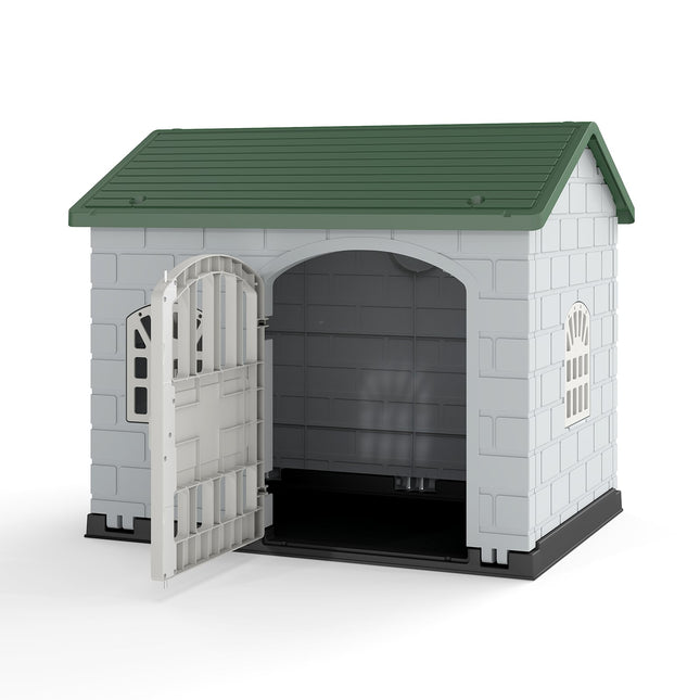 PAWROOM - Weatherproof Plastic Dog House with Lockable Door