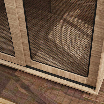 PAWROOM - Hundeburmøbler, hundeboks med 2 låsbare dører, sidebord til hjemmet, hundehus for store hunder under 30 kg, stål, 98 x 60 x 78 cm, valnøtt