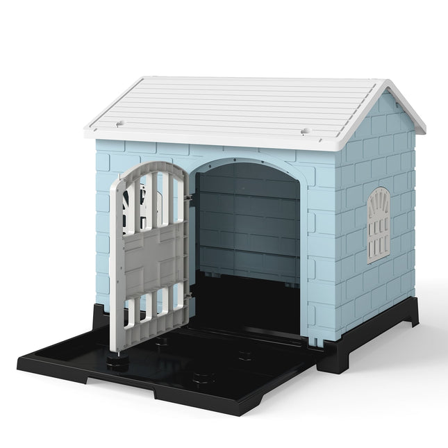 PAWROOM - Outdoor Dog House with Door, Windows, Removable Floor