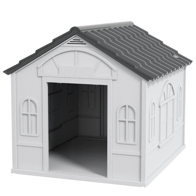 PAWROOM - Outdoor Weatherproof Dog House - Gable Roof, Medium