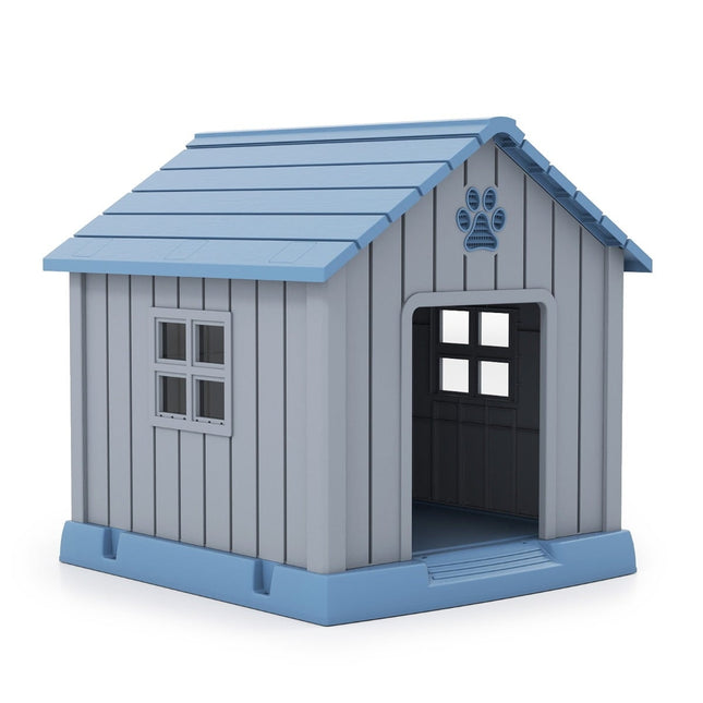 PAWROOM - Plastic Dog House, Waterproof & Insulated, Blue, Indoor/Outdoor