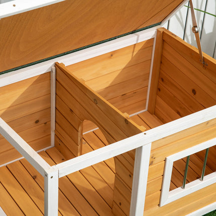 PAWROOM - Hundehus Gran Wood Hundehus Med Uteplass Og Hengslet Tak For Små Hunder Innendørs/Utendørs Orange
