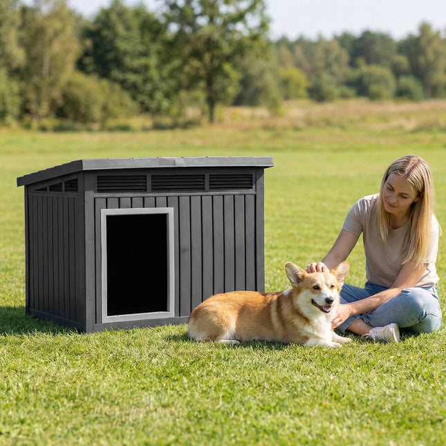 PAWROOM - Dog House, Weatherproof Hinged Roof, Medium 81x64x61cm