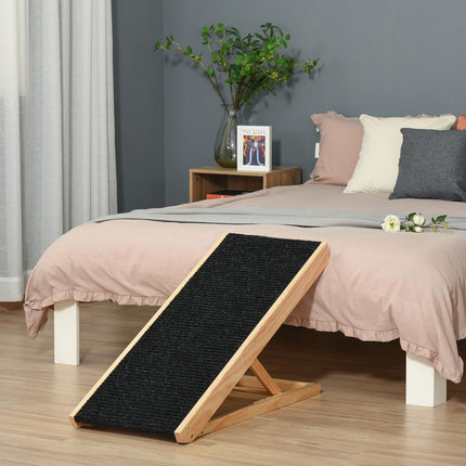 PAWROOM - Adjustable dog ramp with non-slip mat, pine, 90x40x61cm