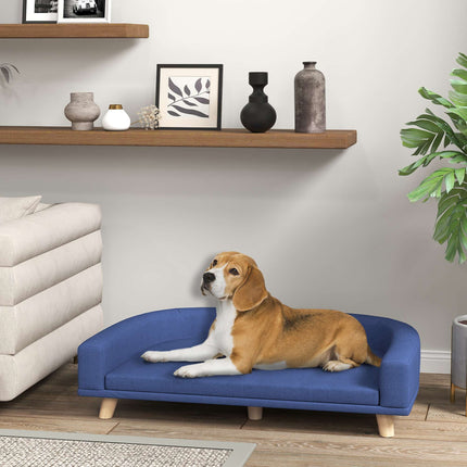 PAWROOM - Hundesofa, eukalyptustre, 98 x 67 x 25 cm, blå