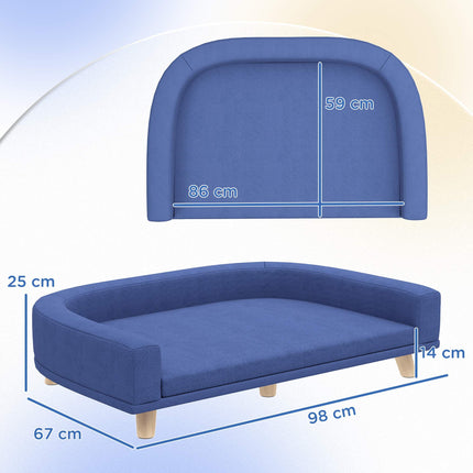 PAWROOM - Hundesofa, eukalyptustre, 98 x 67 x 25 cm, blå