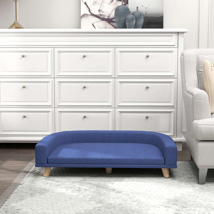 PAWROOM - Hundesofa, eukalyptustre, 98 x 67 x 25 cm, blå