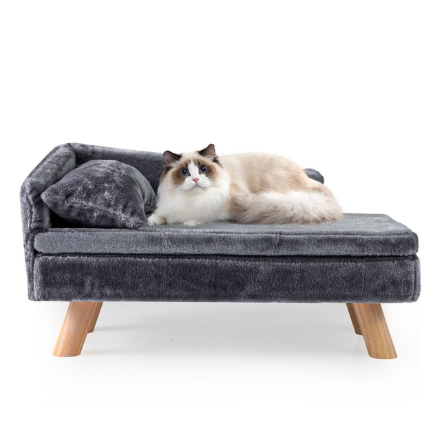 PAWROOM - Elevated Pet Sofa Bed with Removable Cushion, Gray