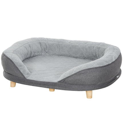PAWROOM - Hundesofa Kjæledyrsofa med ryggstøtte og treben, vaskbart trekk for middels hunder under 25 kg grå