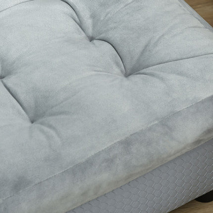 PAWROOM - Hundesofa Plysj Hundeseng Med Matte Og Oppbevaringsplass, Naturlig Tre, Lyseblå, 76X45X41,5 Cm