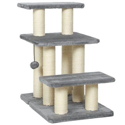 PAWROOM - Kjæledyrtrapp, 3 trinn, 54 cm, klorestolper i sisal