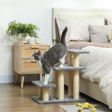 PAWROOM - Kjæledyrtrapp, 3 trinn, 54 cm, klorestolper i sisal