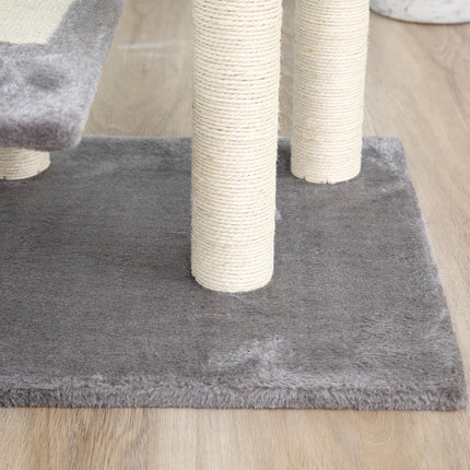 PAWROOM - Klatretre For Katter Leke- Og Skrapestolpe Med Trapper, 5 Nivåer, Beige/Grå, 48X48X99,5Cm