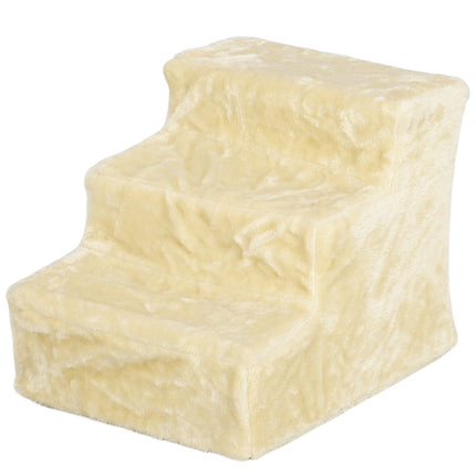 PAWROOM - Hundetrapper 3-trinns 35 cm dyretrapper med plysj-utseende kattetrapper for sengesofa Katter opptil 4,5 kg Beige