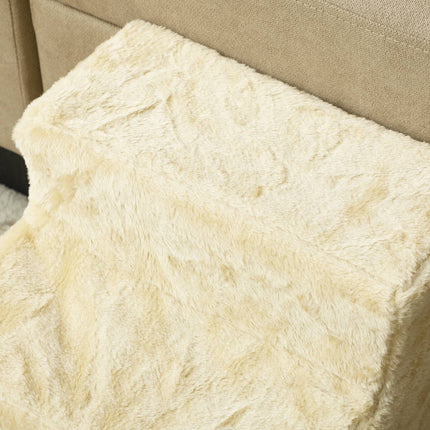 PAWROOM - Hundetrapper 3-trinns 35 cm dyretrapper med plysj-utseende kattetrapper for sengesofa Katter opptil 4,5 kg Beige