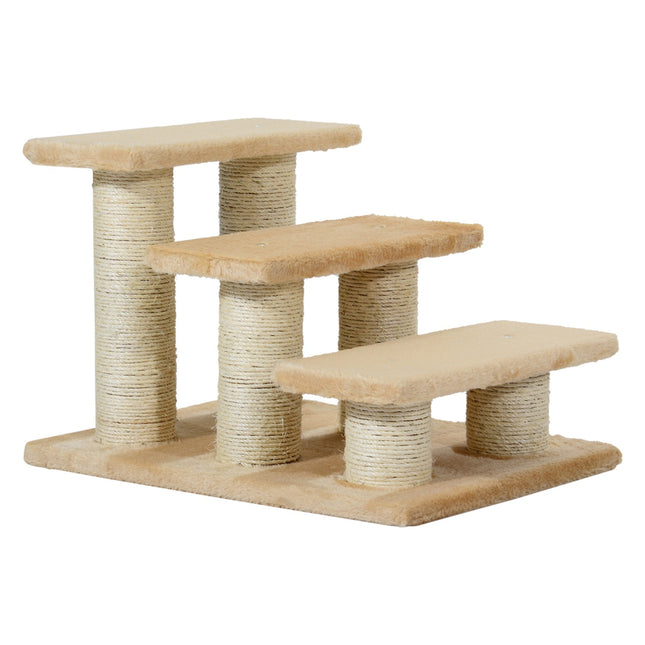 PAWROOM - Dyretrapper For Katter Og Hunder 3-Trinns Hundetrapper, Plysj, Krem, 45X35X34 Cm