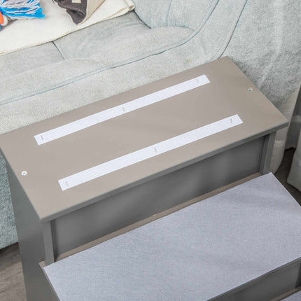 PAWROOM - Trapper for kjæledyr, 4 trinn, mykt teppe, 30 kg kapasitet, grå