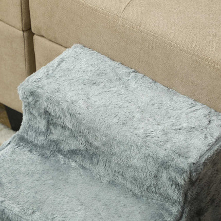 PAWROOM - Pet Stairs 3-Step Plush Look, cats and small dogs, 5 kg