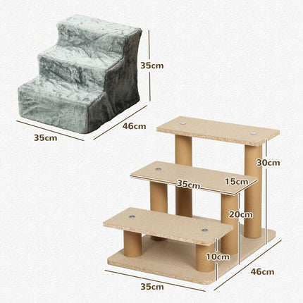 PAWROOM - Pet Stairs 3-Step Plush Look, cats and small dogs, 5 kg