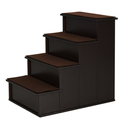 PAWROOM - Pet stairs with carpet - MDF, dark brown, 40x59x54 cm