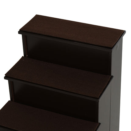 PAWROOM - Pet stairs with carpet - MDF, dark brown, 40x59x54 cm