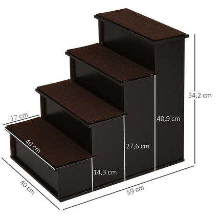 PAWROOM - Pet stairs with carpet - MDF, dark brown, 40x59x54 cm