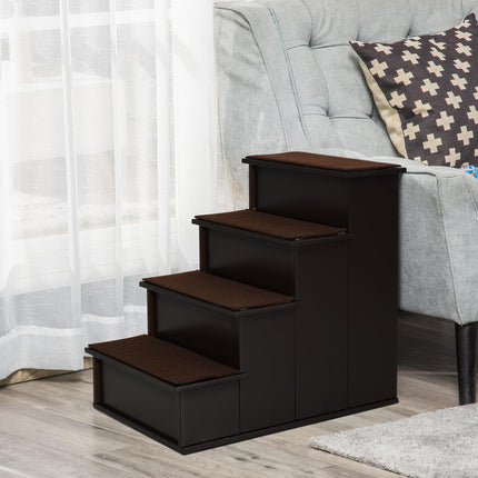 PAWROOM - Pet stairs with carpet - MDF, dark brown, 40x59x54 cm