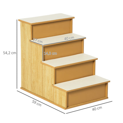 PAWROOM - Pet Stairs for Dogs/Cats, 4 Steps, MDF, Up to 30 kg