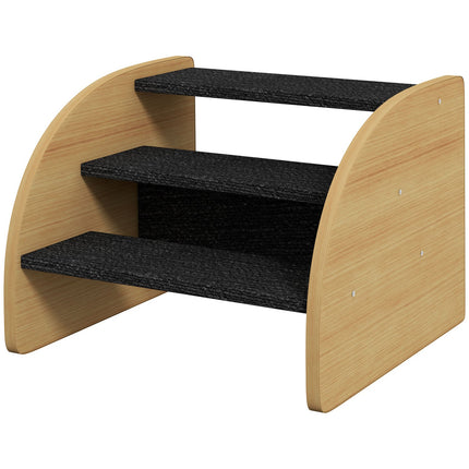 PAWROOM - Hundetrapp 3 Trinn, Kjæledyrtrapper Med Sidevegg, Hunderampe For Små Hunder Opptil 10 Kg, Kattetrapper For Sofa, Seng, Sklisikre, Eik
