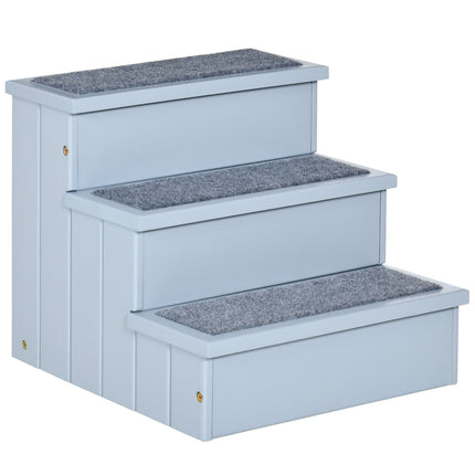 PAWROOM - Dog stairs with storage, 3 steps & carpet, Grey
