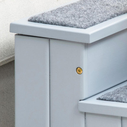 PAWROOM - Dog stairs with storage, 3 steps & carpet, Grey