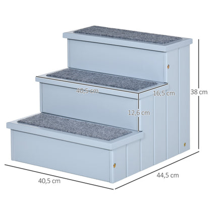 PAWROOM - Dog stairs with storage, 3 steps & carpet, Grey