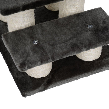 PAWROOM - Kjæledyrtrapper For Katter Og Hunder 3-Trinns Hundetrapper Og Kattetrapper, Plysj, Mørkegrå, 45X35X34Cm