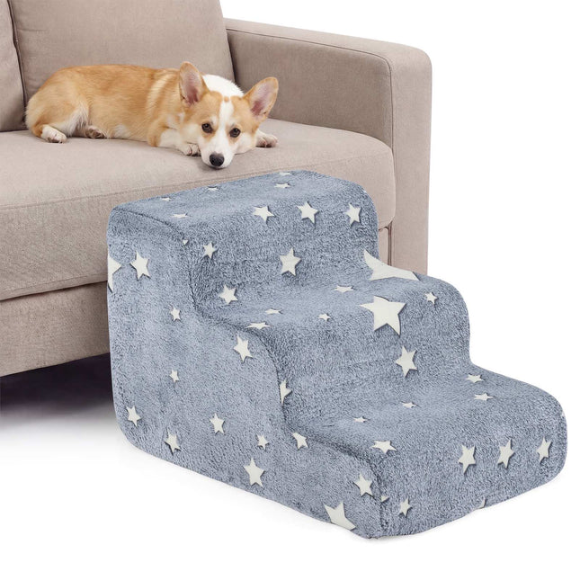 PAWROOM - 3-Step Foam Pet Stairs with Washable Flannel Cover